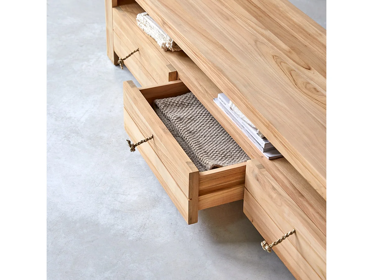 TV Schrank aus massivem Teakholz Minimalys 170 cm