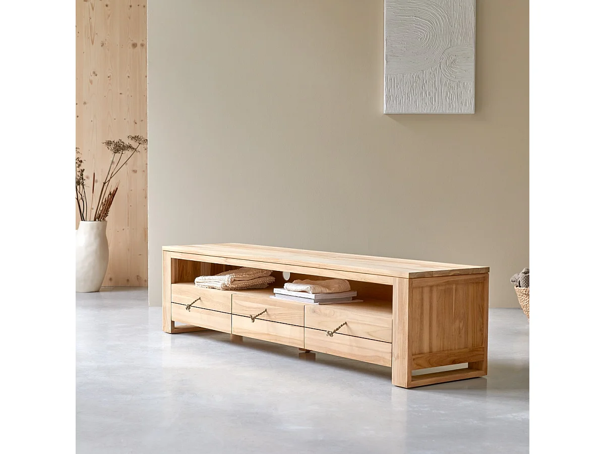 TV Schrank aus massivem Teakholz Minimalys 170 cm