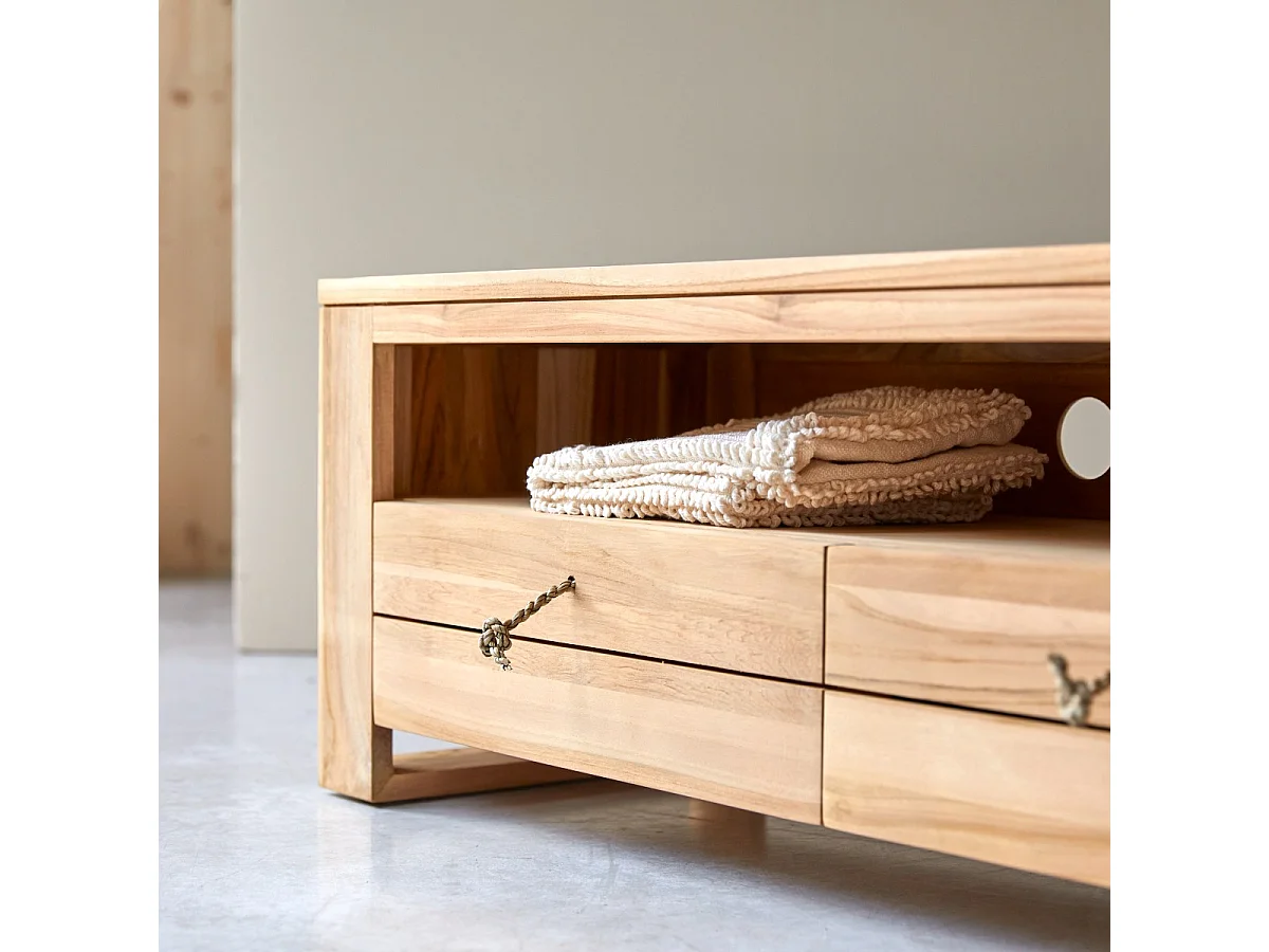TV Schrank aus massivem Teakholz Minimalys 170 cm