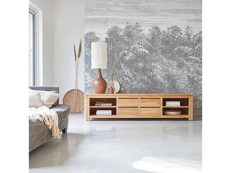 TV-Bank TV-Rack Hifi Lowboard massivem Teak Sideboard Unterschrank Massiv neu