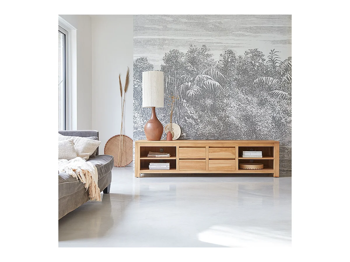 TV-Bank TV-Rack Hifi Lowboard massivem Teak Sideboard Unterschrank Massiv neu