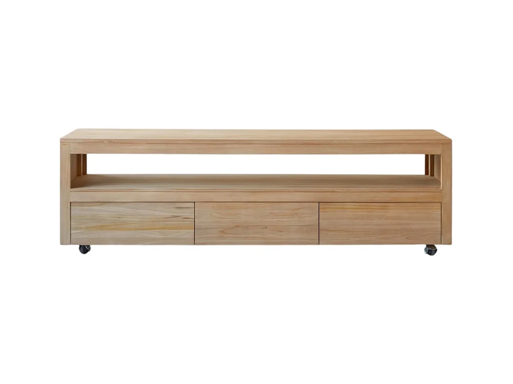 TV Schrank aus Teak auf praktischen Rollen 180cm Anoa Massivholz Tikamoon