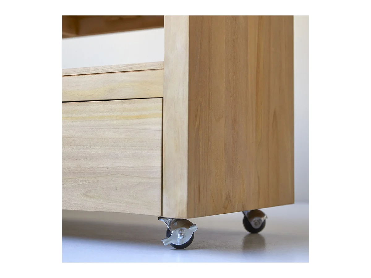 TV Schrank aus Teak auf praktischen Rollen 180cm Anoa Massivholz Tikamoon