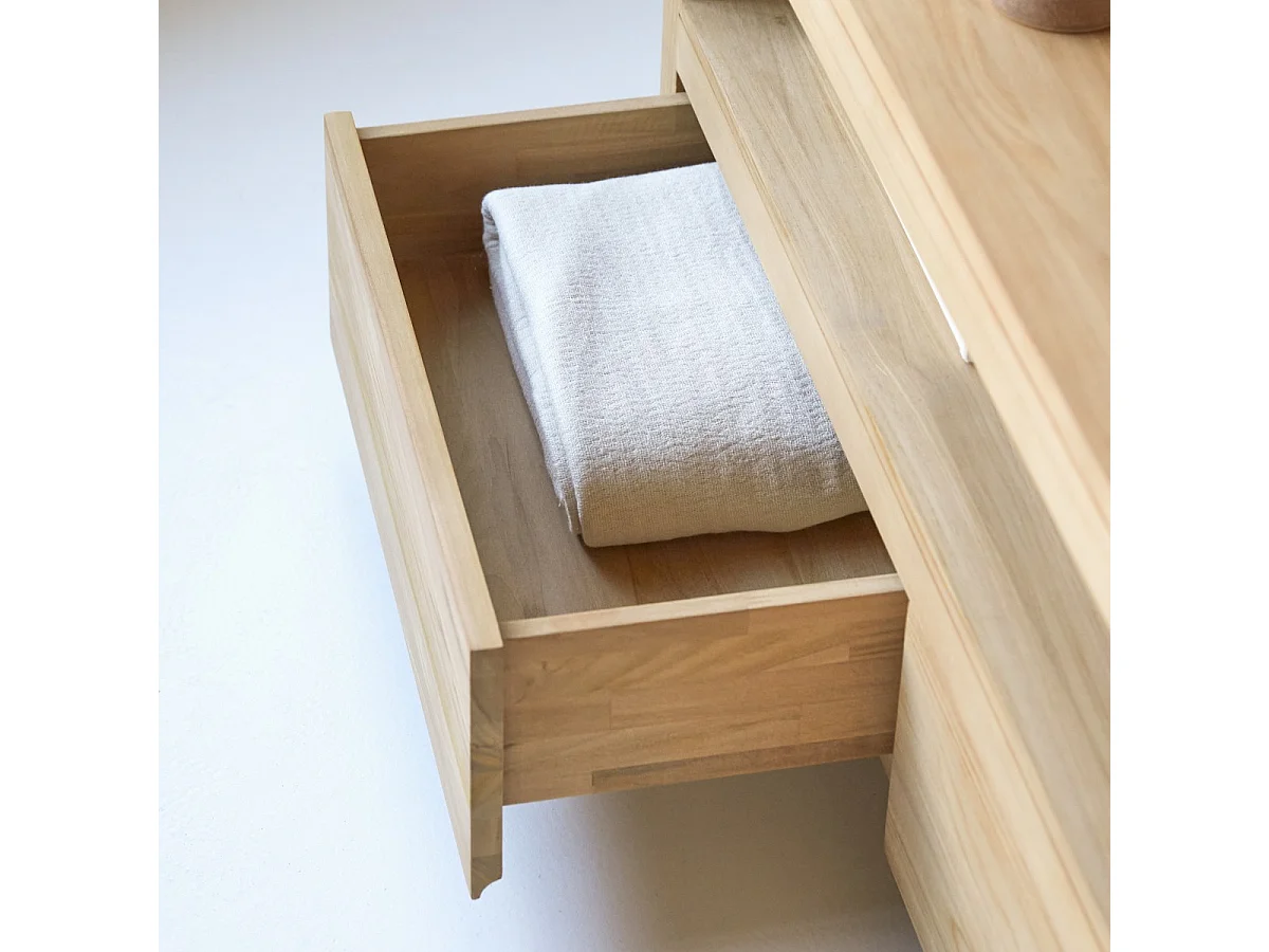 TV Schrank aus Teak auf praktischen Rollen 180cm Anoa Massivholz Tikamoon