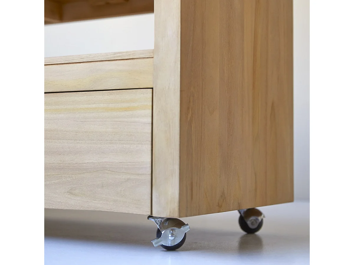 TV Schrank aus Teak auf praktischen Rollen 180cm Anoa Massivholz Tikamoon