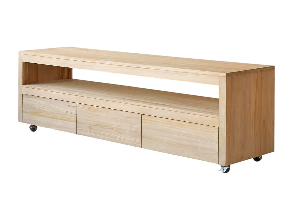 TV Schrank aus Teak auf praktischen Rollen 180cm Anoa Massivholz Tikamoon