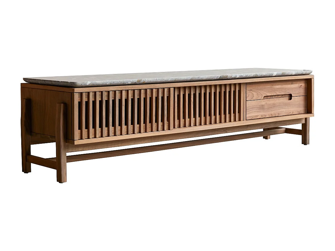 TV-Schrank Isaure aus massivem Nussbaumholz und Premium-Terrazzo 175 cm