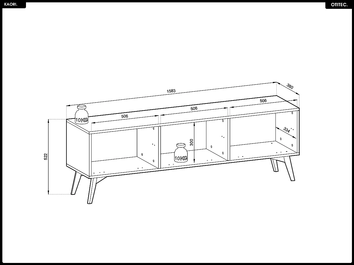 Meuble TV - L.158 x H.52 x P.38 cm - KAORI