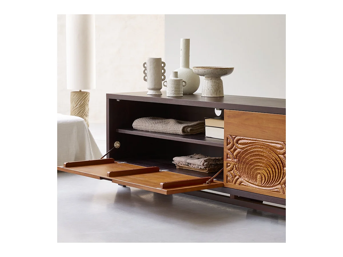 Meuble tv en bois d'acajou massif 200 Frida