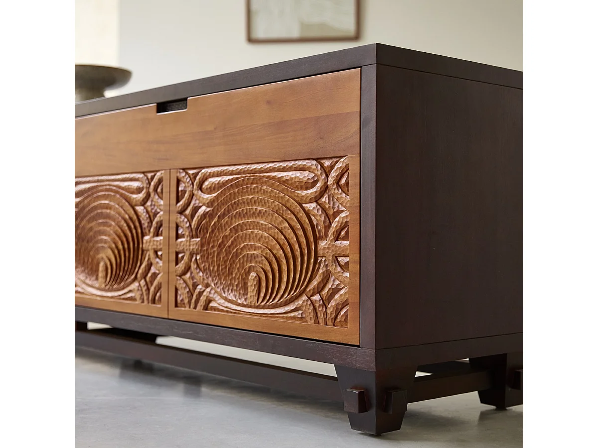 Meuble tv en bois d'acajou massif 200 Frida