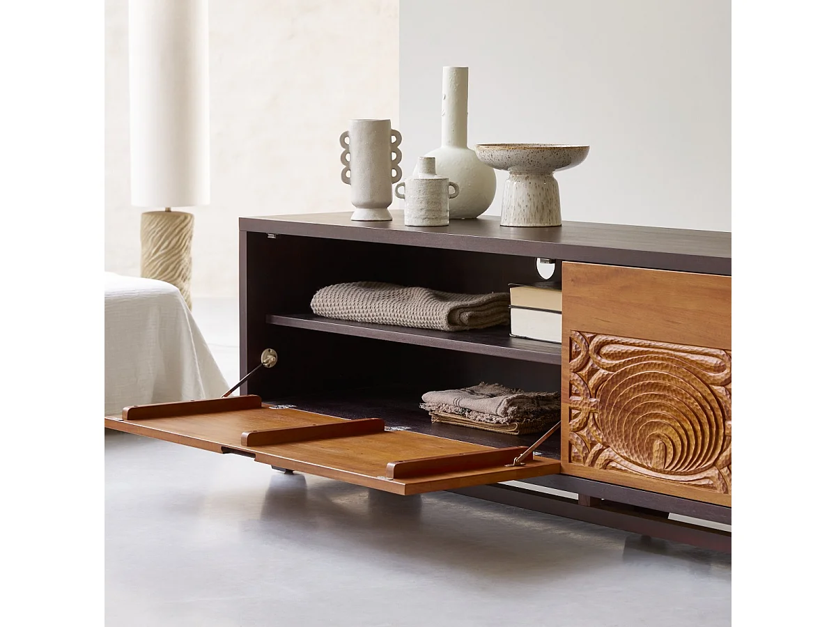 Meuble tv en bois d'acajou massif 200 Frida