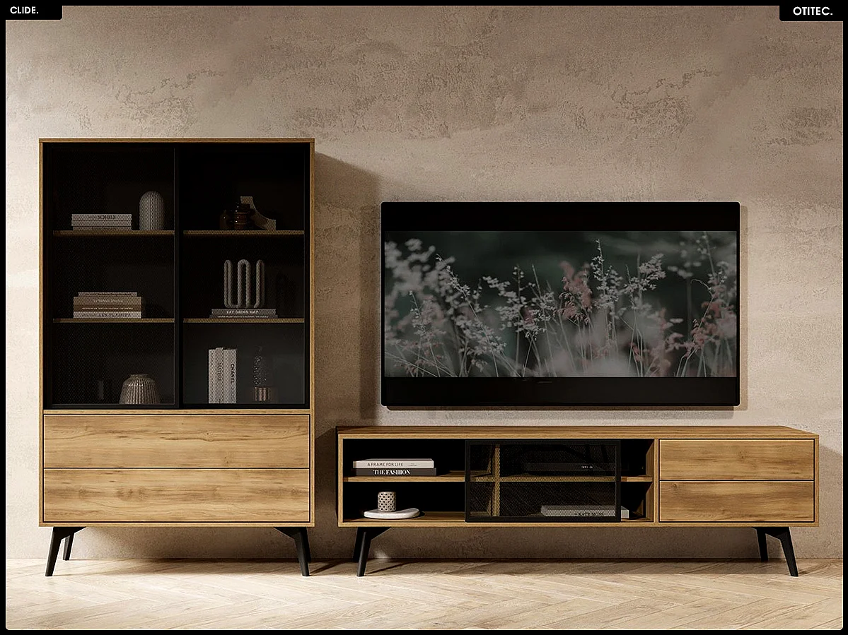 Meuble TV - L.180 x H.54 x P.39 cm - CLIDE