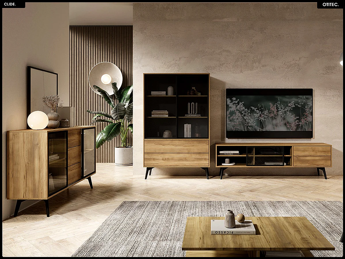 Meuble TV - L.180 x H.54 x P.39 cm - CLIDE