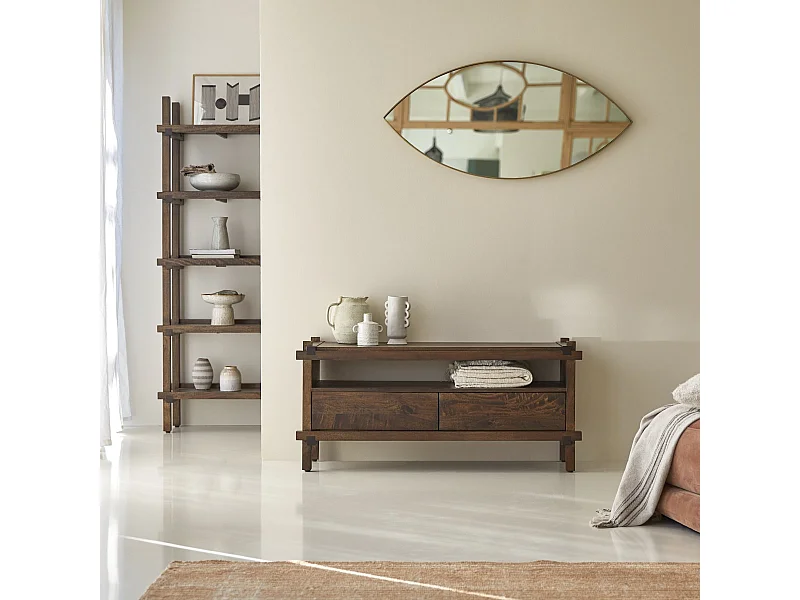 Mobile TV a 2 cassetti in legno di mango Arko