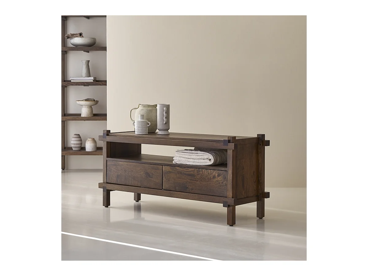 Mobile TV a 2 cassetti in legno di mango Arko