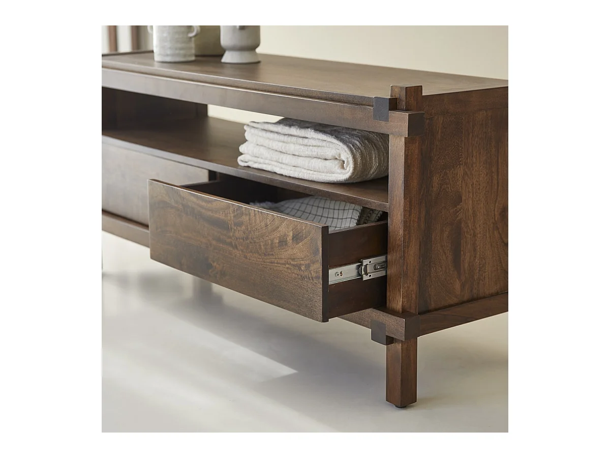 Mobile TV a 2 cassetti in legno di mango Arko