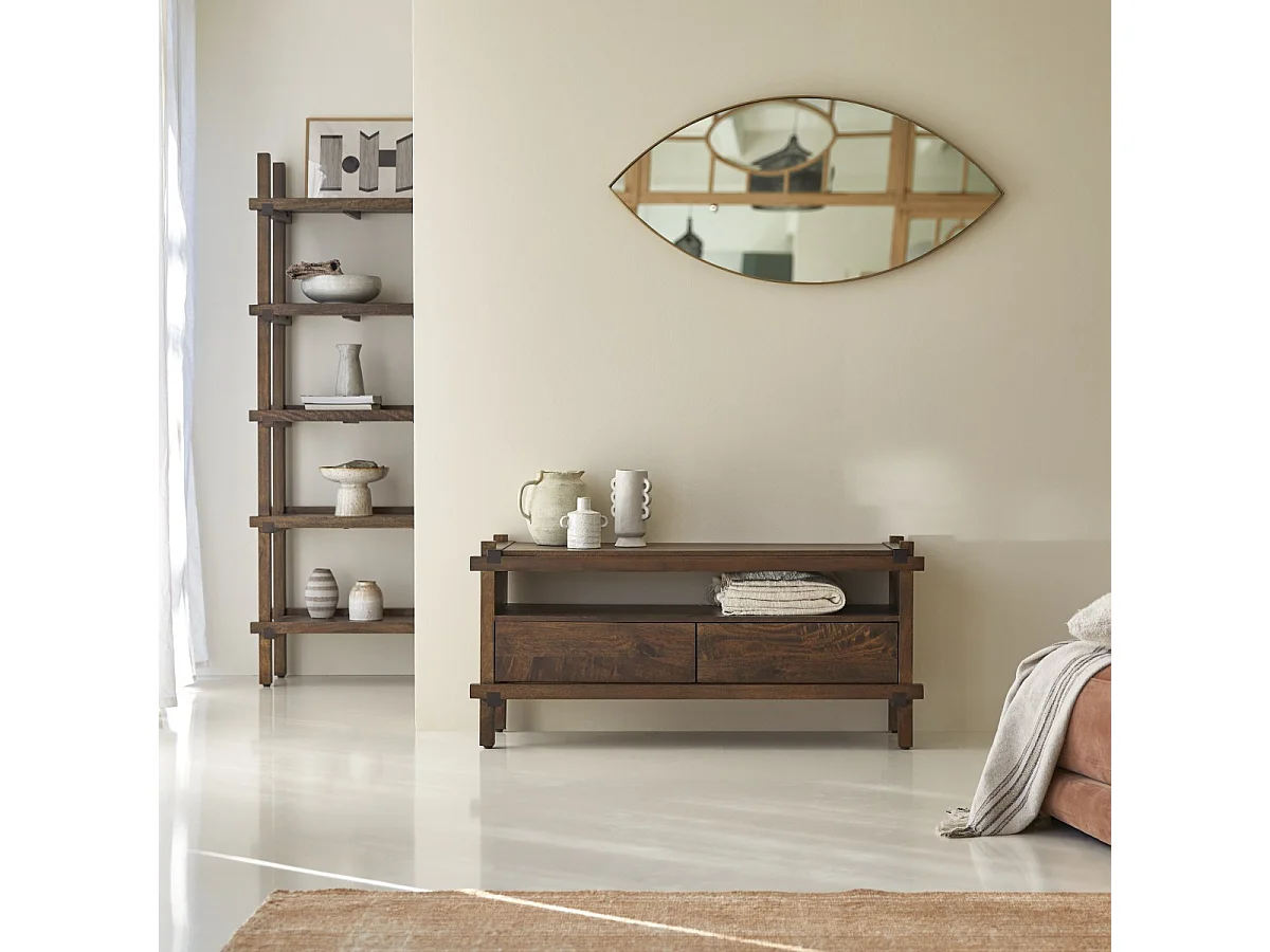 Mobile TV a 2 cassetti in legno di mango Arko