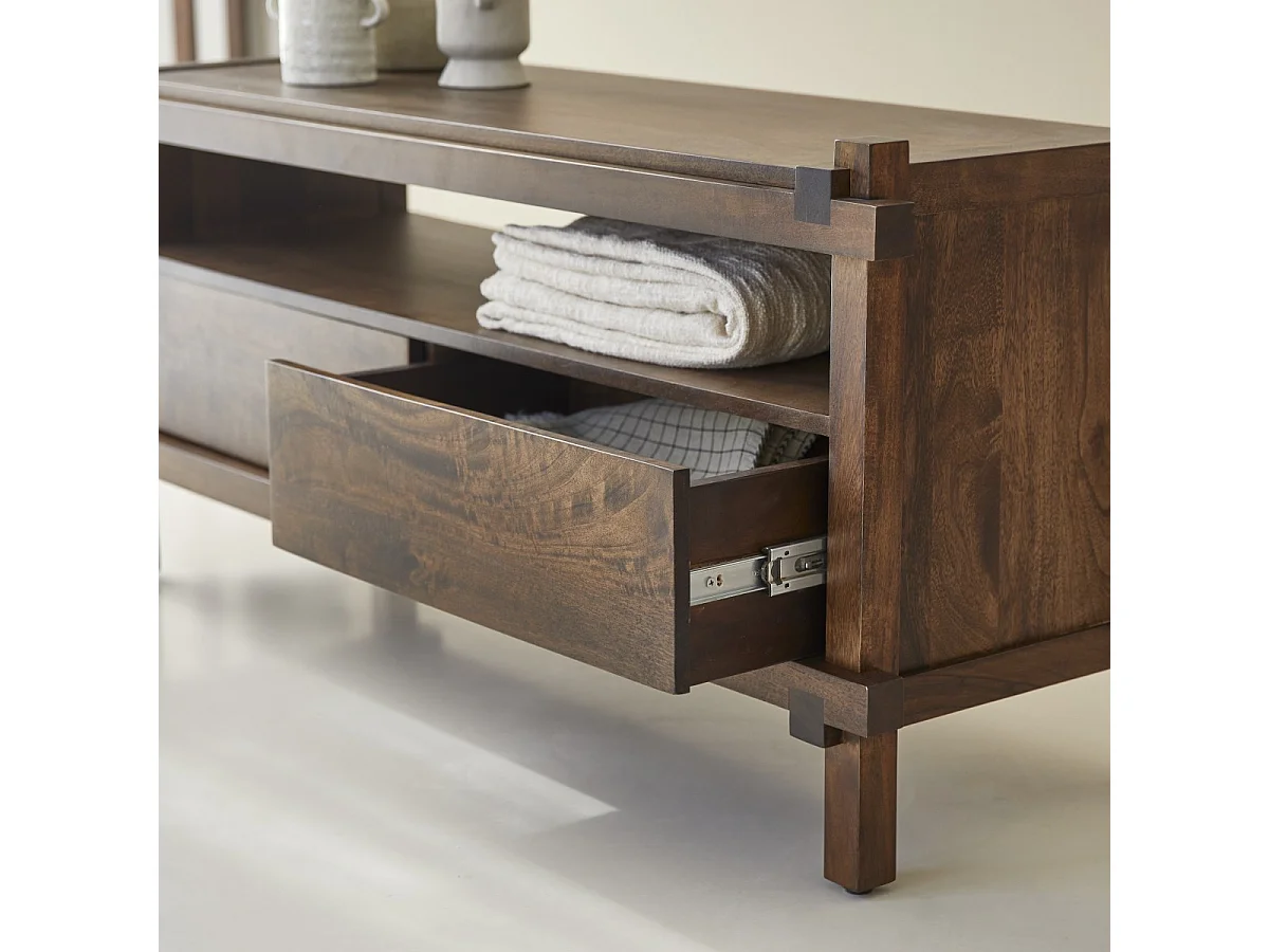 Mobile TV a 2 cassetti in legno di mango Arko