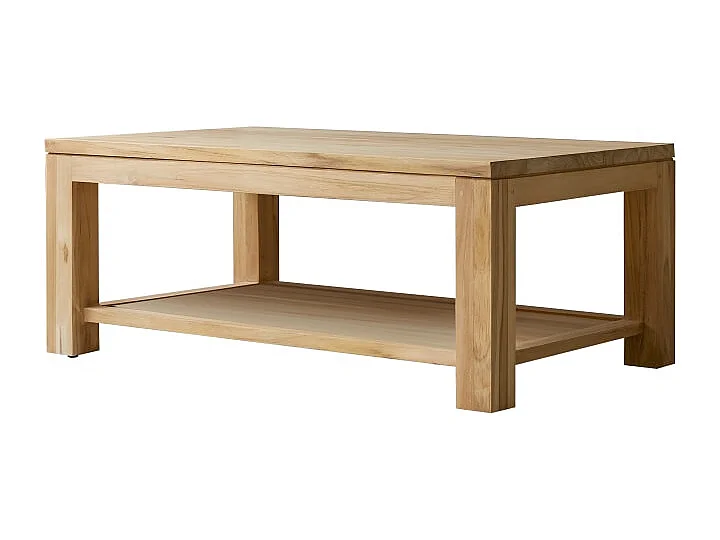 Couchtisch 100x60 cm aus unbehandeltem Teakholz rechteckig mit Alagefläche