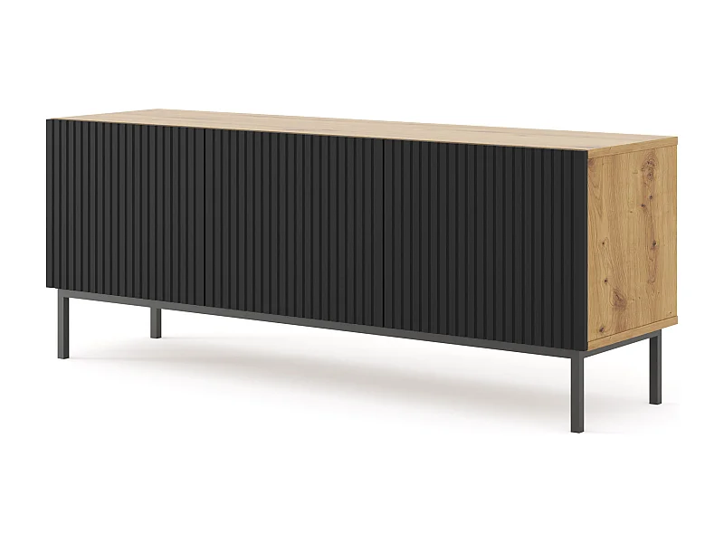 Meuble TV Ravenna B 150 cm MDF usiné 3D avec cadre, finition plaquée