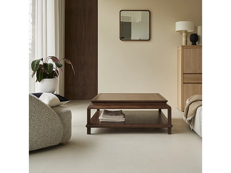 Quadratischer Couchtisch aus massivem Akazienholz 103 cm Achille