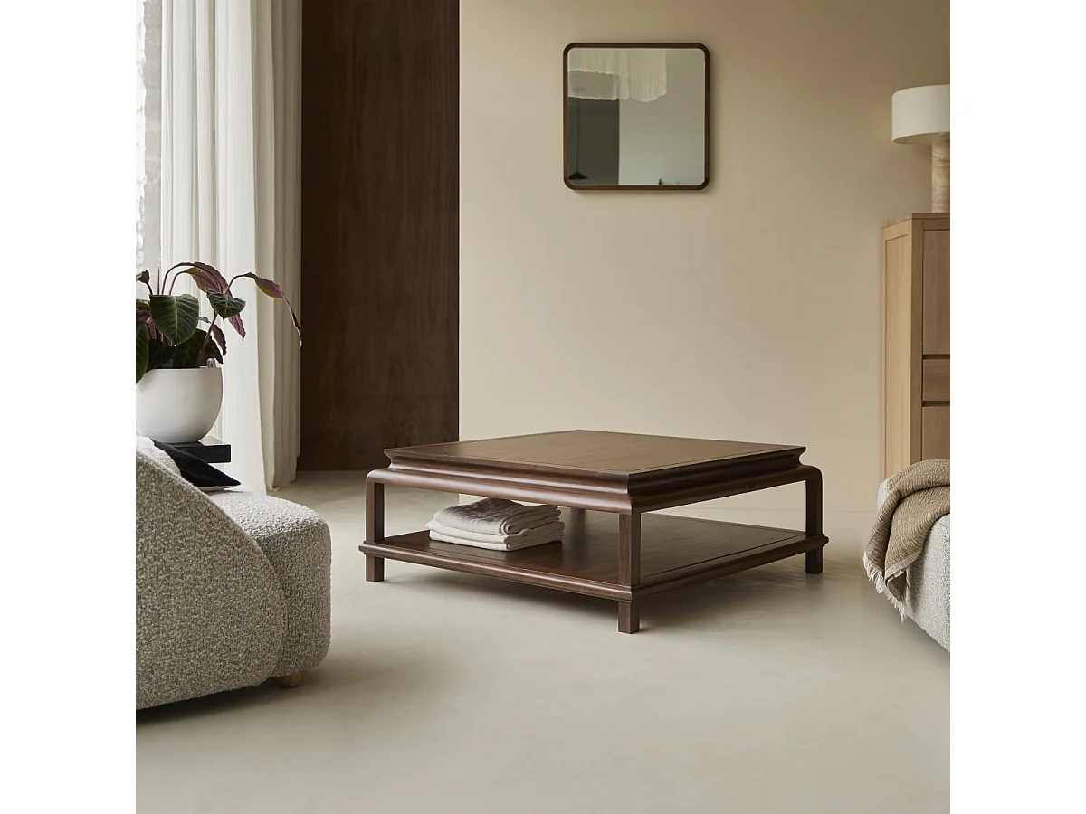 Quadratischer Couchtisch aus massivem Akazienholz 103 cm Achille