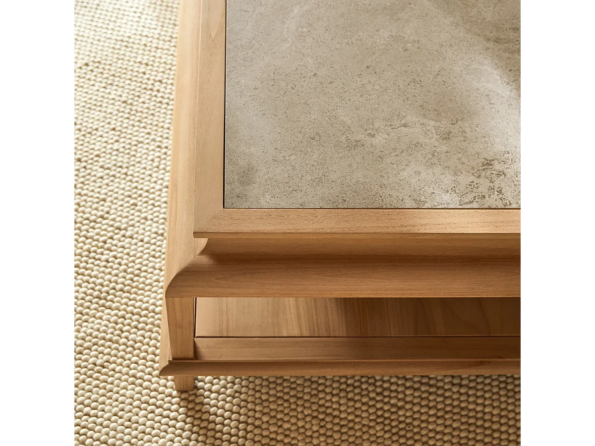 Quadratischer Couchtisch Achille aus Teakholz 104