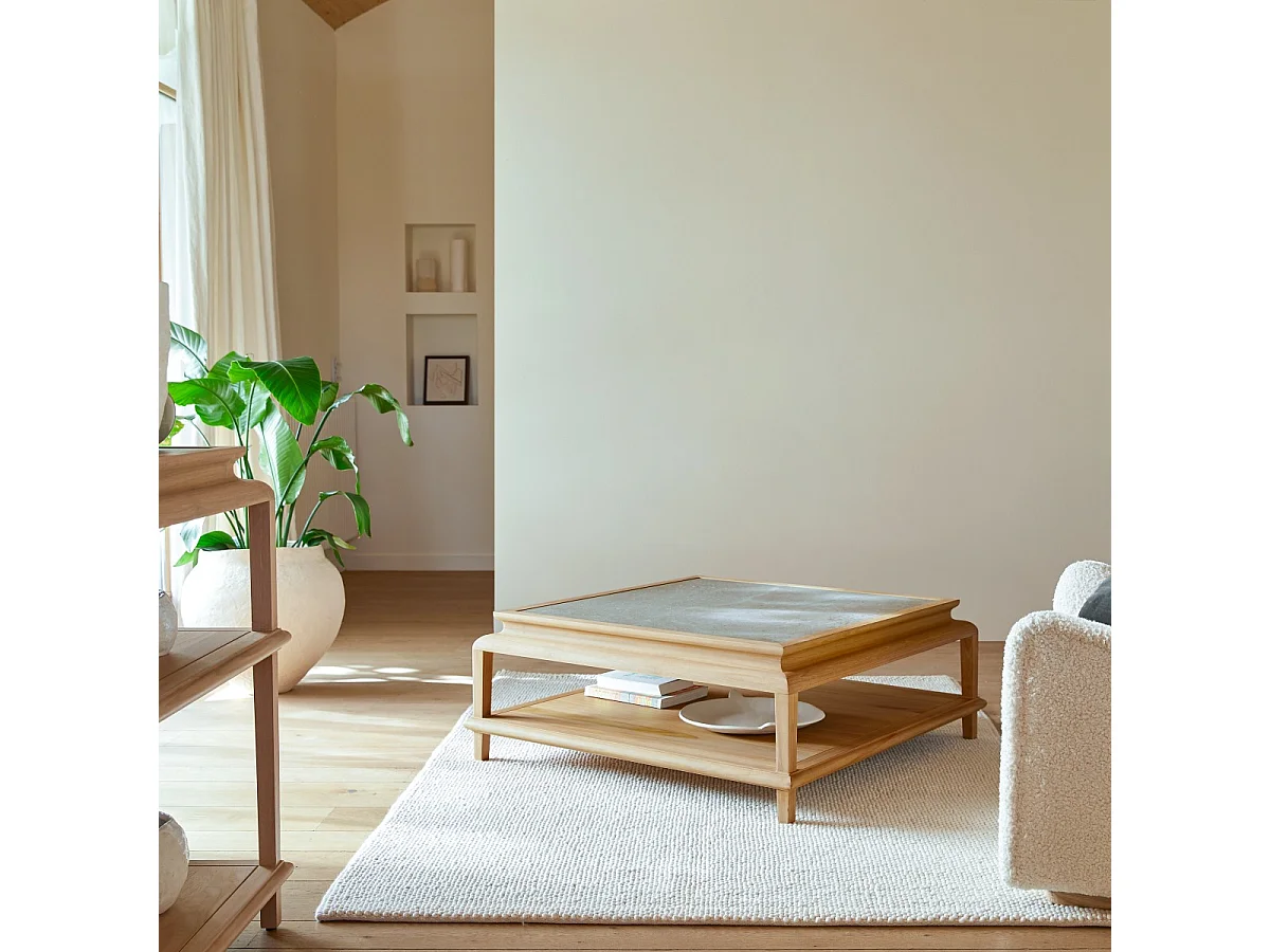 Quadratischer Couchtisch Achille aus Teakholz 104