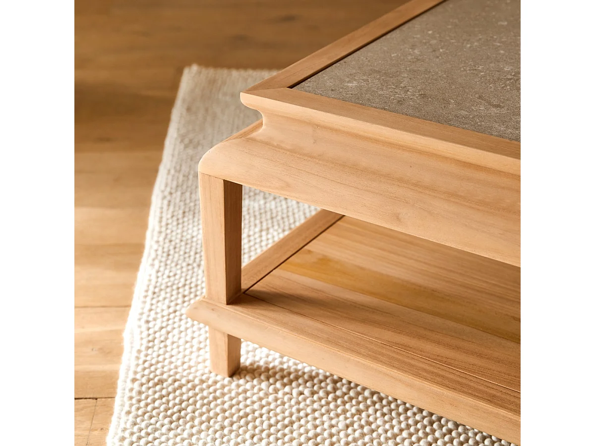 Quadratischer Couchtisch Achille aus Teakholz 104