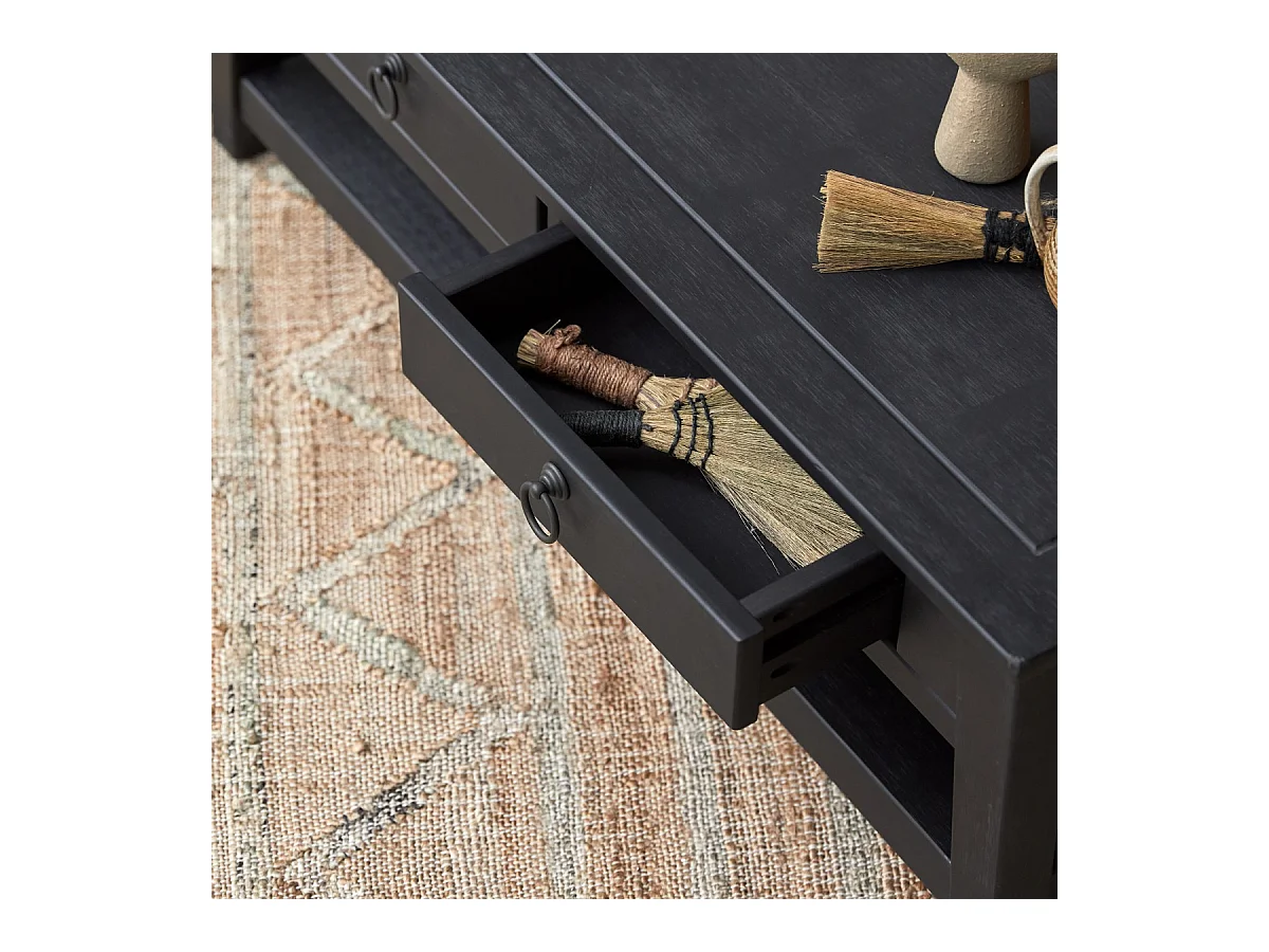 Couchtisch aus Kiefer massiv Thaki black 100 × 60