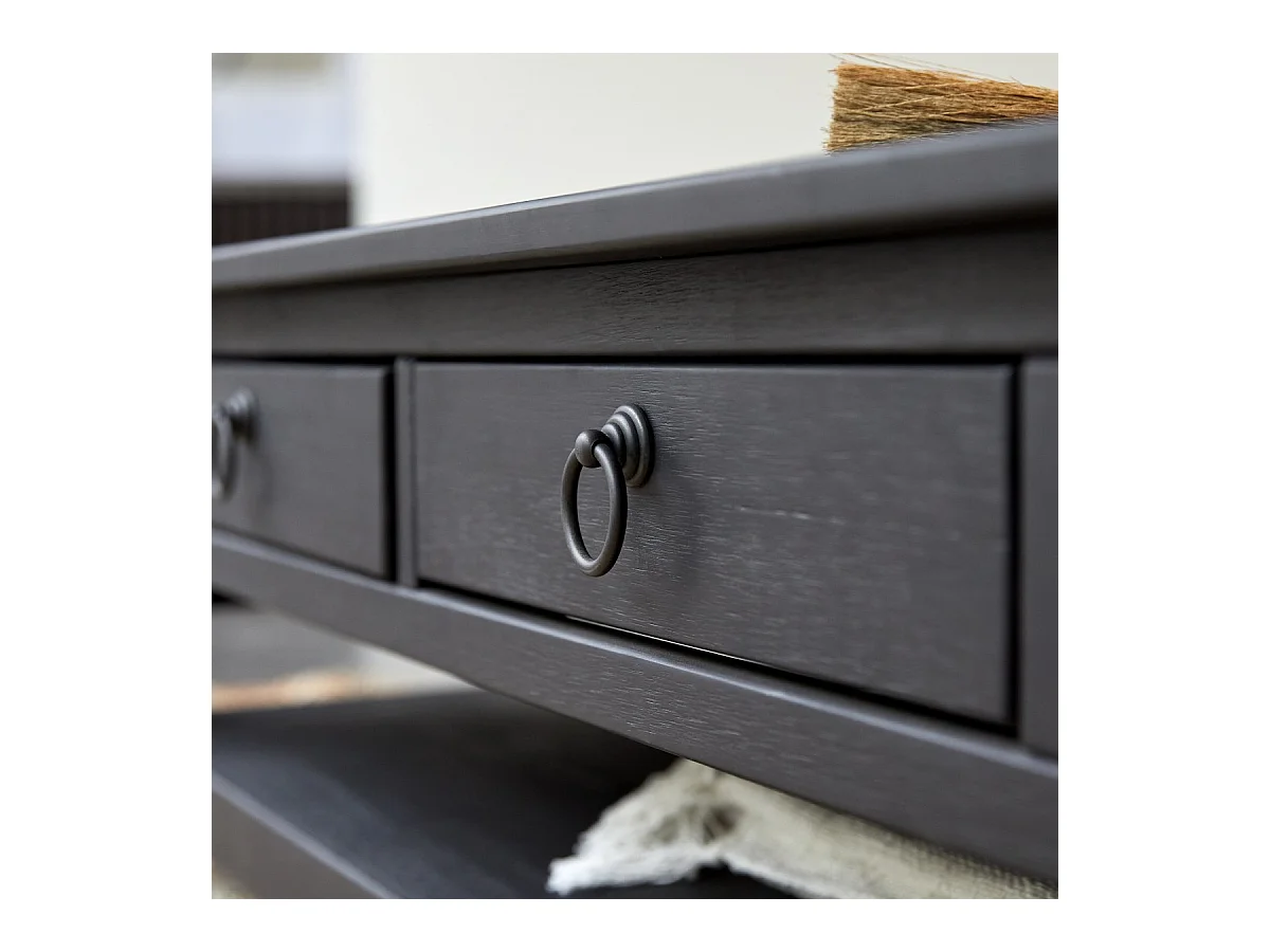 Couchtisch aus Kiefer massiv Thaki black 100 × 60