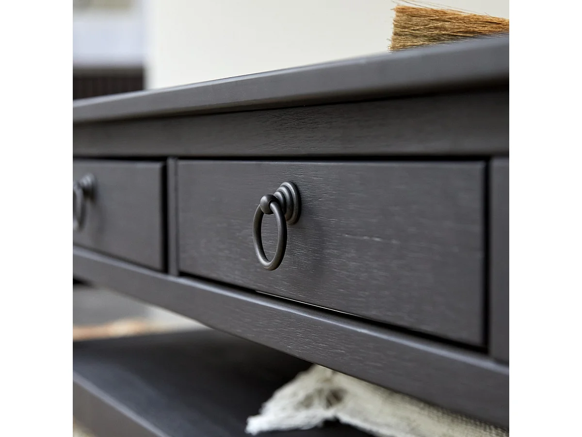 Couchtisch aus Kiefer massiv Thaki black 100 × 60