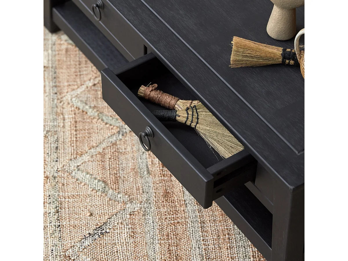 Table basse en pin massif 100x60 Thaki black