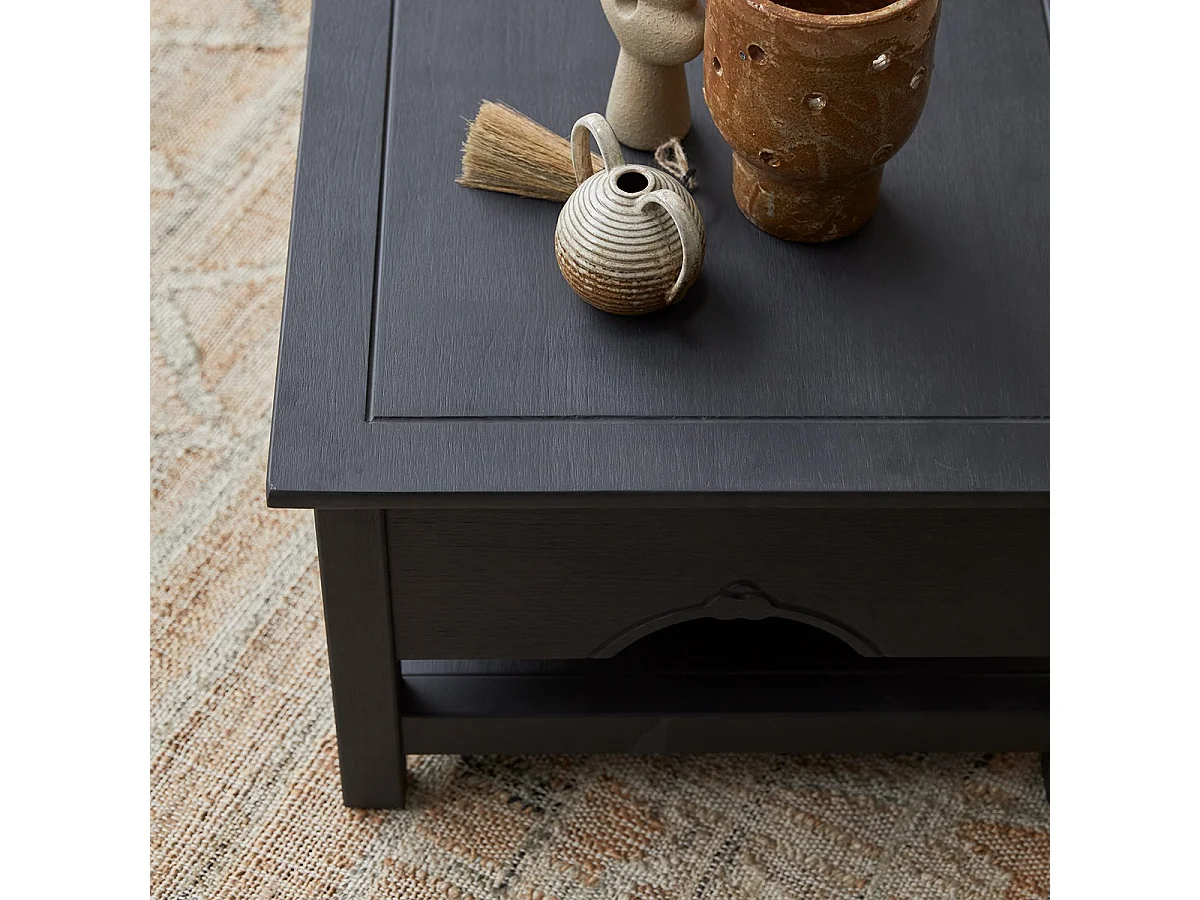 Table basse en pin massif 100x60 Thaki black