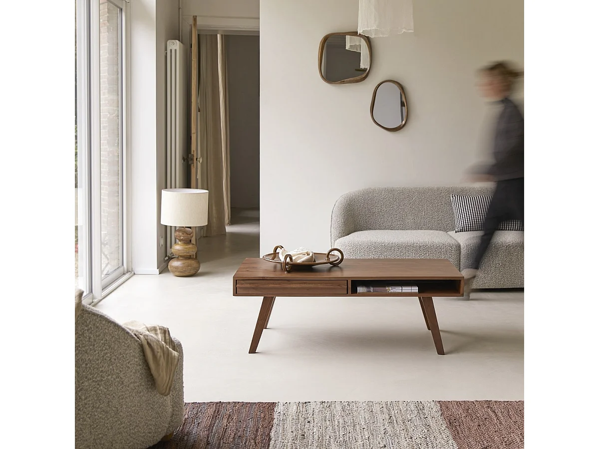 Tavolino in acacia massello Niels da 115 cm