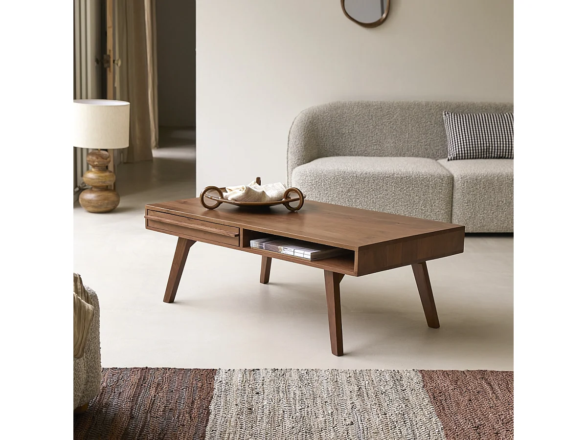 Tavolino in acacia massello Niels da 115 cm