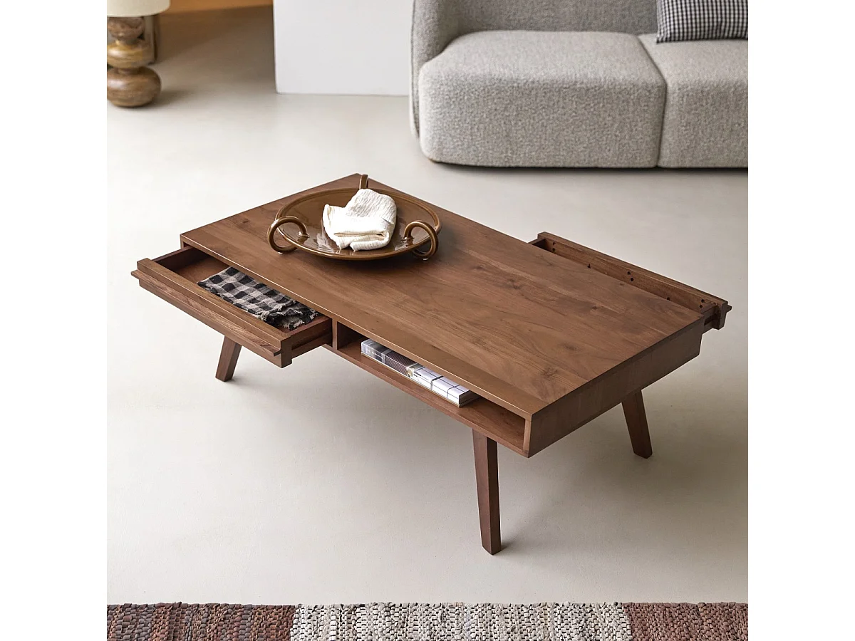 Tavolino in acacia massello Niels da 115 cm