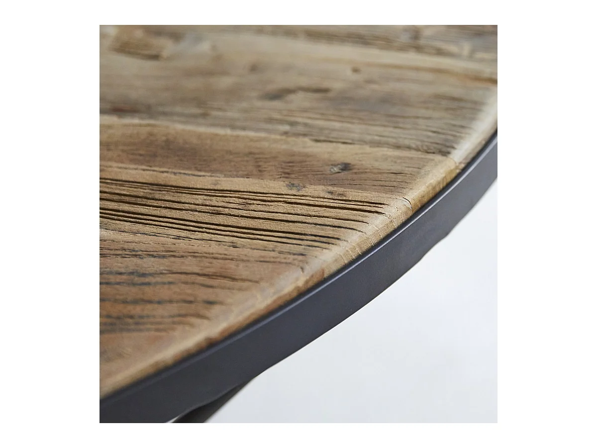 Couchtisch Beistelltisch Sofatisch Recycling-Ulme mit Metall 140x80 Industrielles Design