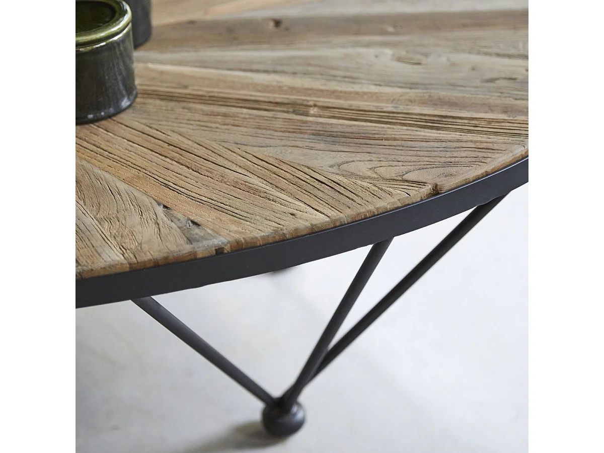 Couchtisch Beistelltisch Sofatisch Recycling-Ulme mit Metall 140x80 Industrielles Design