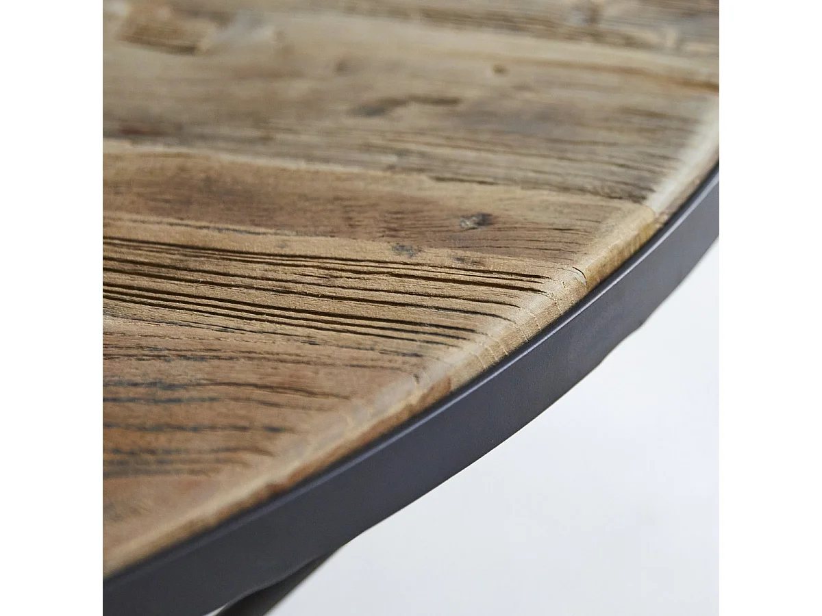 tavolino basso mobile legno massello olmo riciclato metallo divano 140x80 soggiorno salone