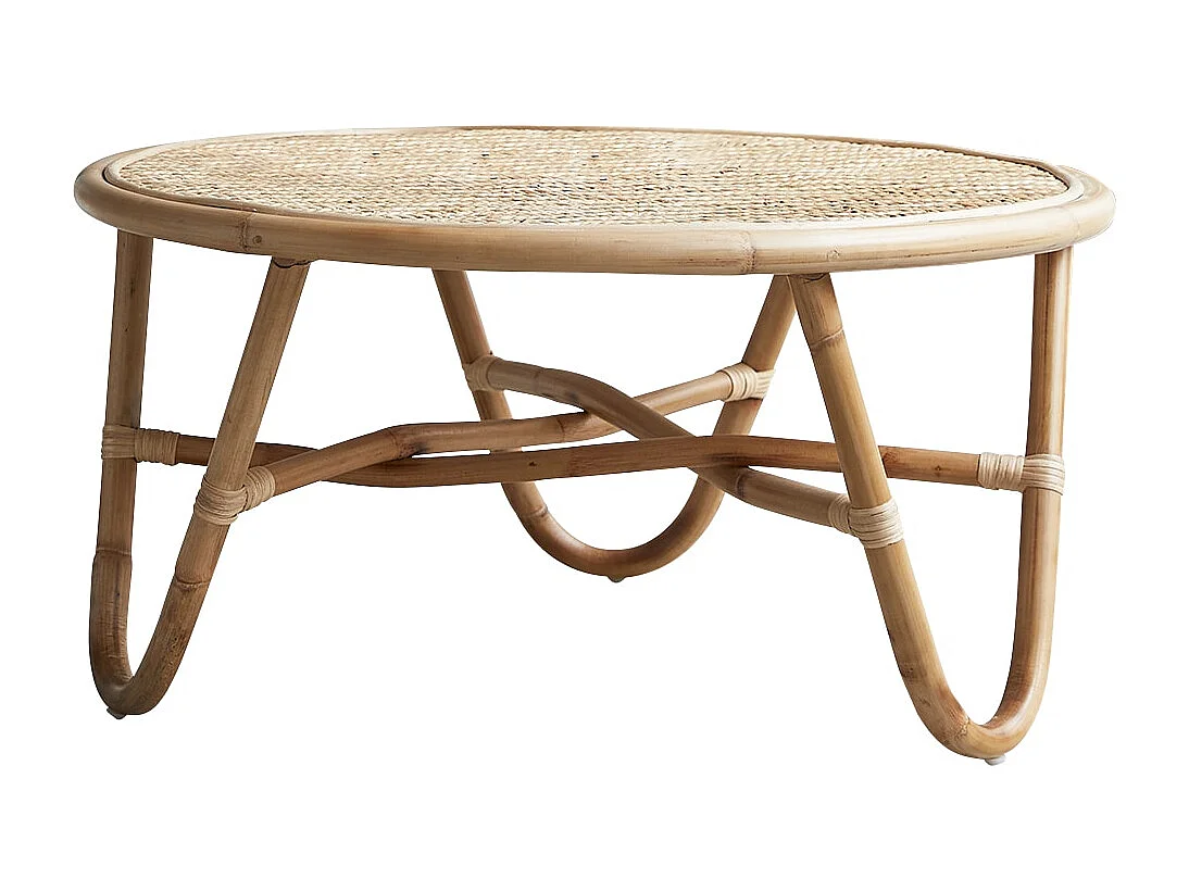 Table basse en tiges de rotin 80 Lina