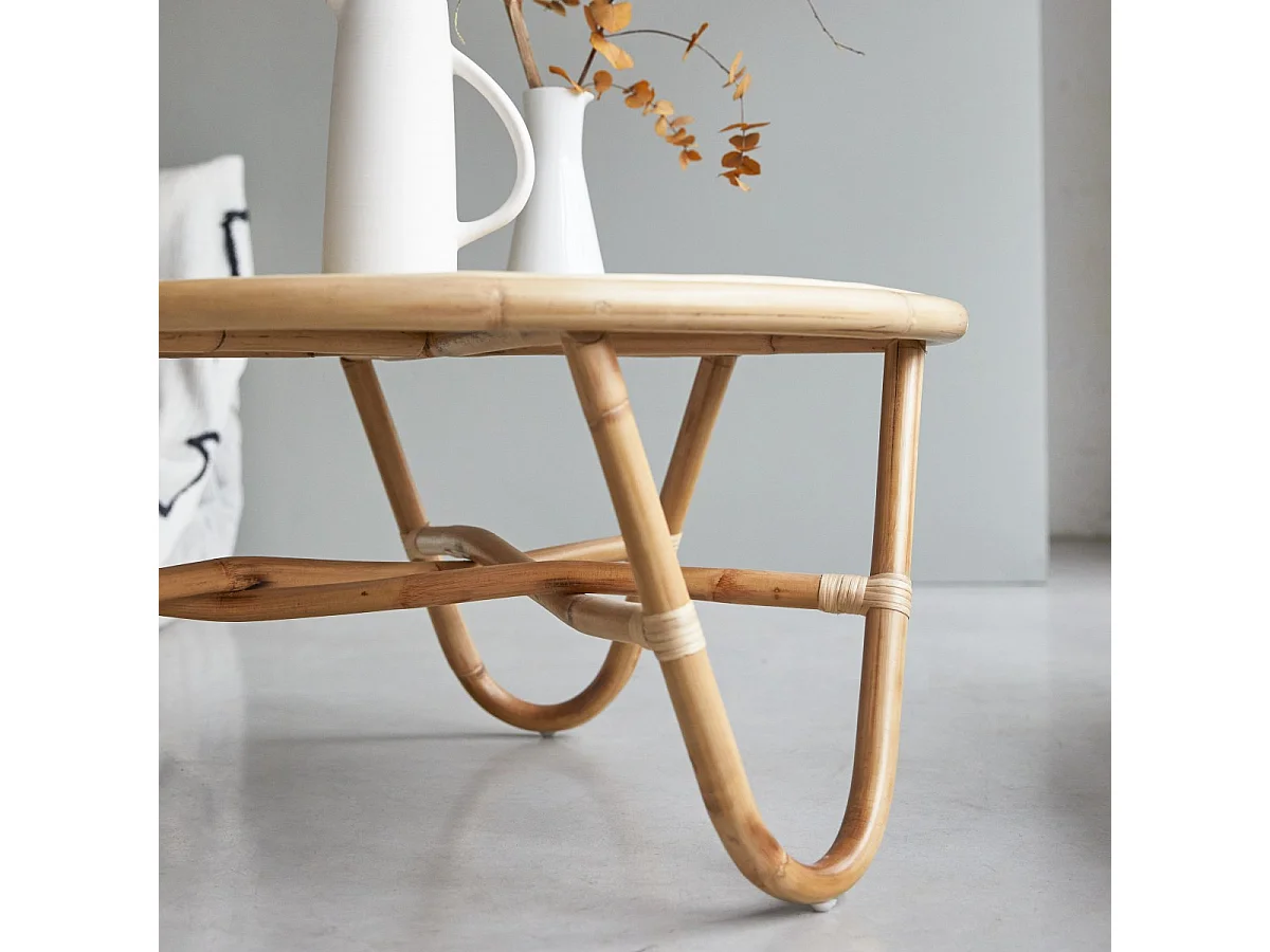 Table basse en tiges de rotin 80 Lina