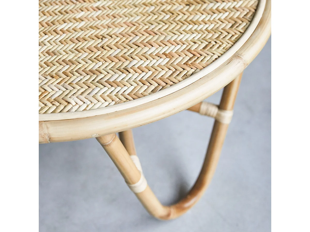 Table basse en tiges de rotin 80 Lina