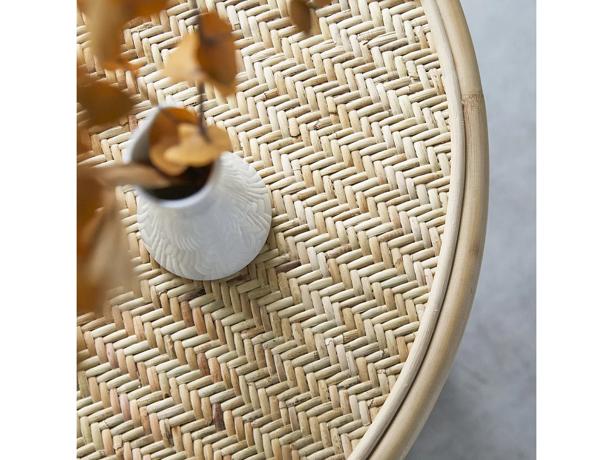 Table basse en tiges de rotin 80 Lina