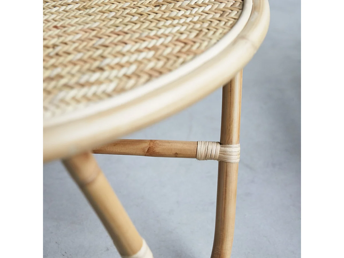 Table basse en tiges de rotin 80 Lina
