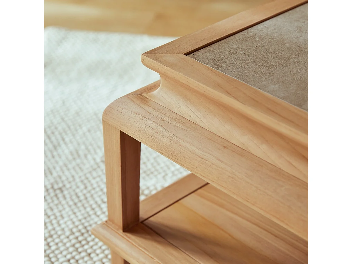 Rechteckiger Couchtisch Achille aus Teakholz 115