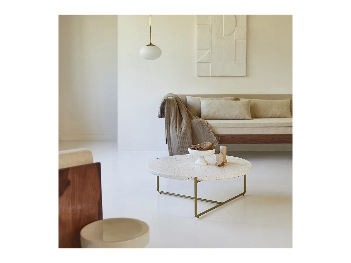 Table basse ronde en métal et terrazzo 80 Anatole confetti