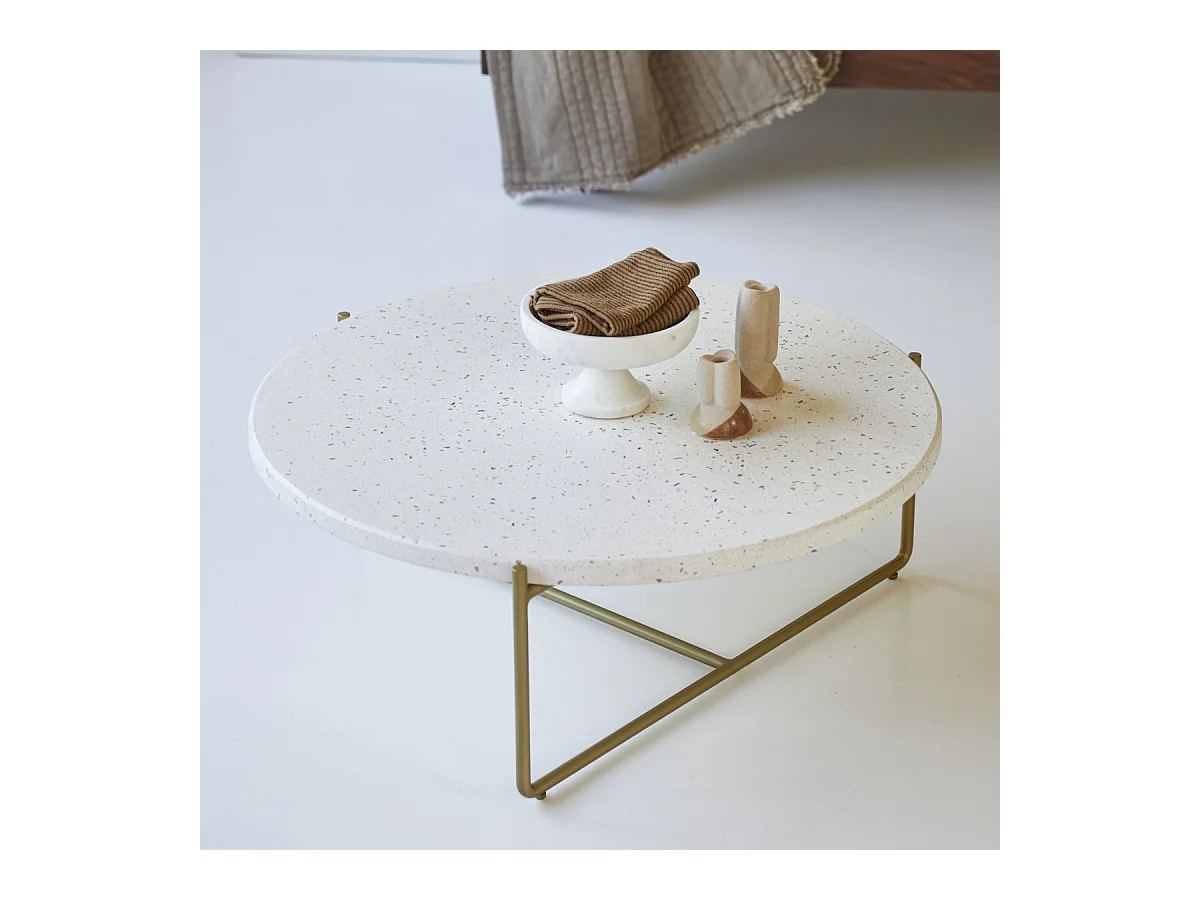 Table basse ronde en métal et terrazzo 80 Anatole confetti