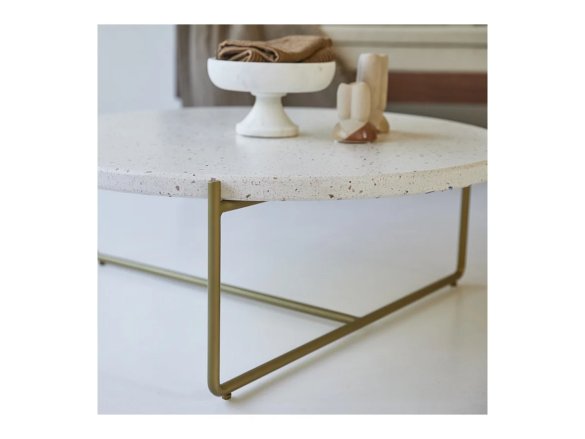 Table basse ronde en métal et terrazzo 80 Anatole confetti