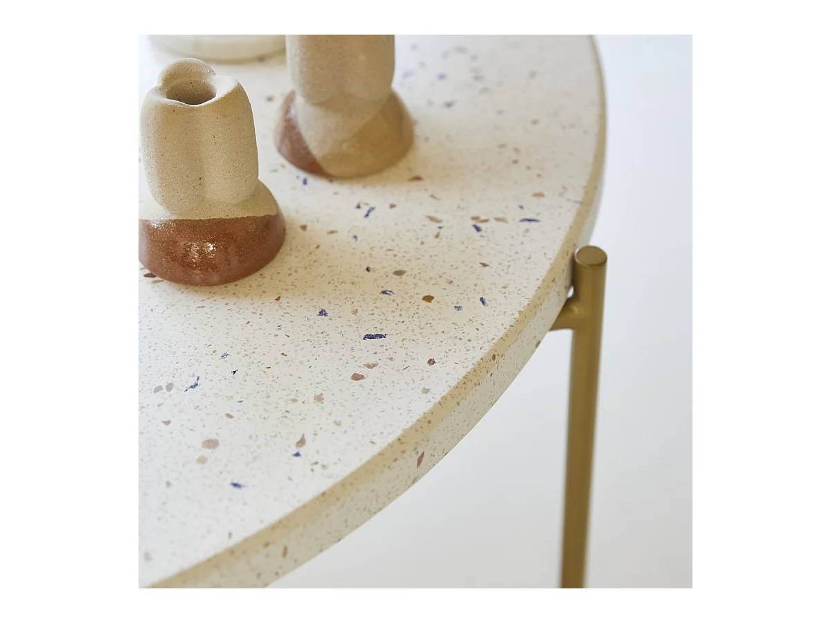 Table basse ronde en métal et terrazzo 80 Anatole confetti
